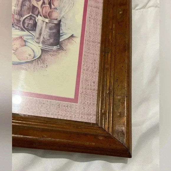 VTG Country Kitchen Baking Framed Picture Farmhouse Cottagecore Art Didtressed - Picture 3 of 9